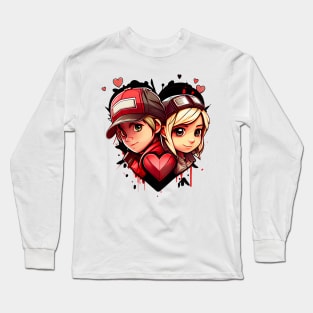 Young couple in love with a baseball cap Long Sleeve T-Shirt